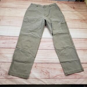 LL Bean Pants Womens 12 Khaki Canvas Workwear Utility Cargo Reinforced